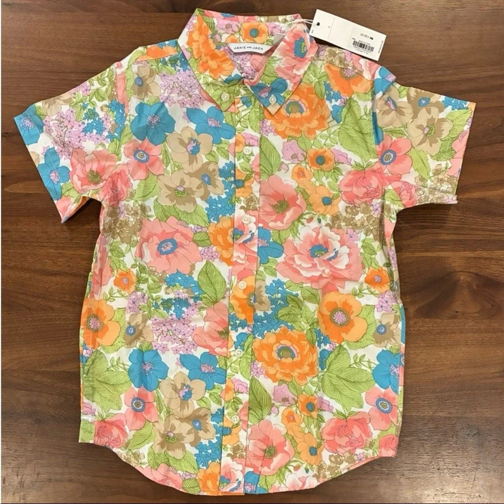 NWT- Janie and Jack Floral Button Down Shirt - Picture 2 of 4